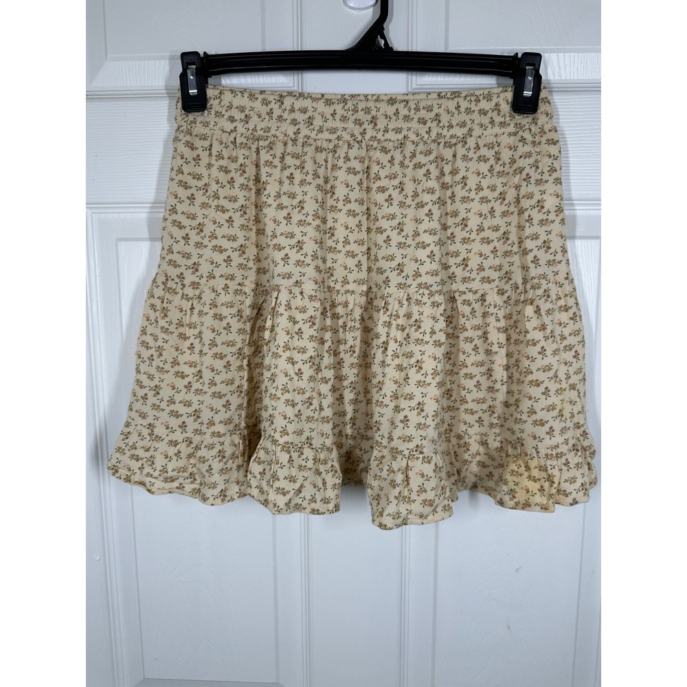American Eagle Mini Skirt Womens Small Cream Floral Tiered‎ Ruffle Boho Skirt - Picture 6 of 7